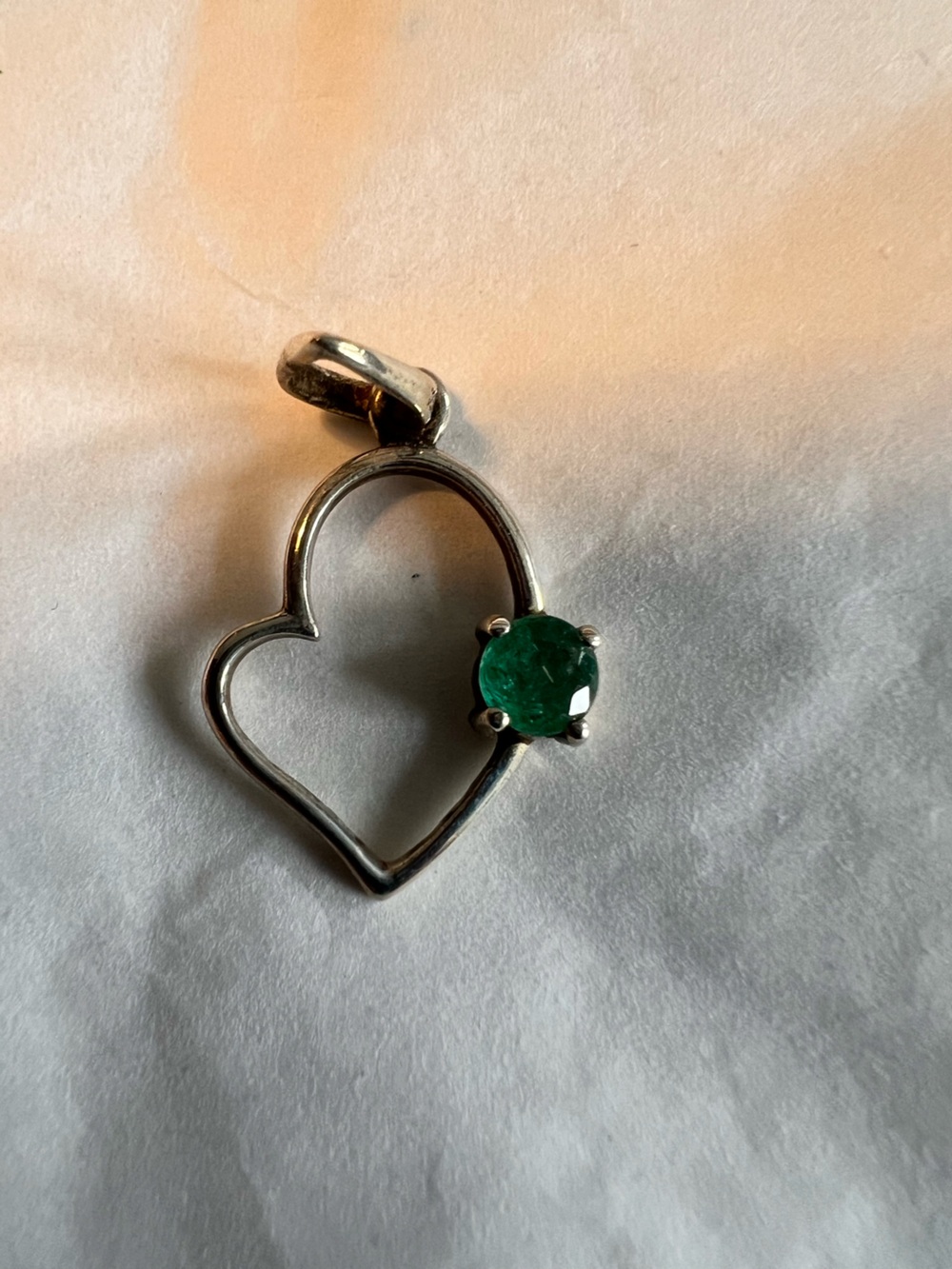 Heart Pendant with Emerald-Green Stone - Women Jewelry